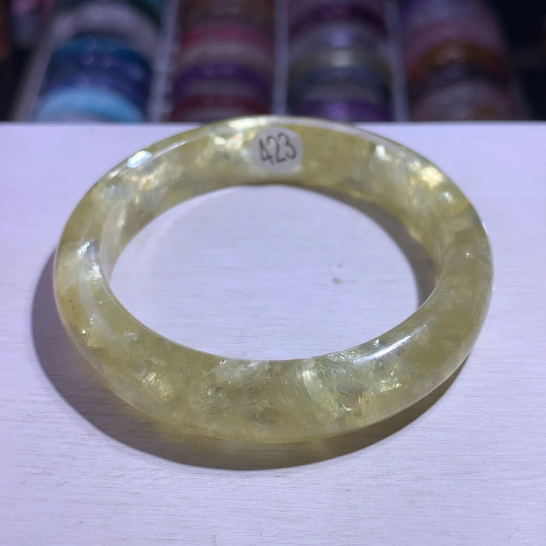 手镯水晶银S925镶嵌金祖母53.8圈423