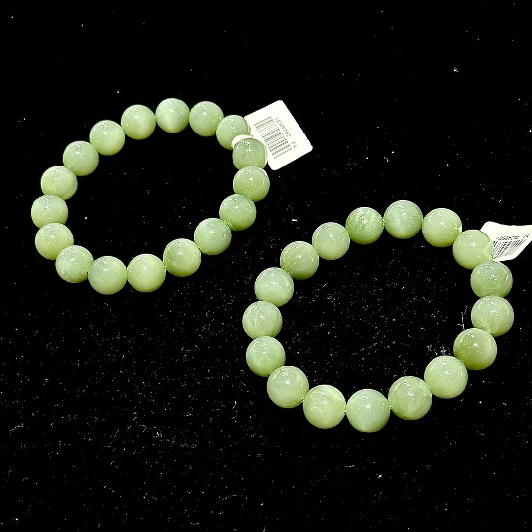 【CH】和田玉碧玉猫眼手串-约12mm（多样性发其一）