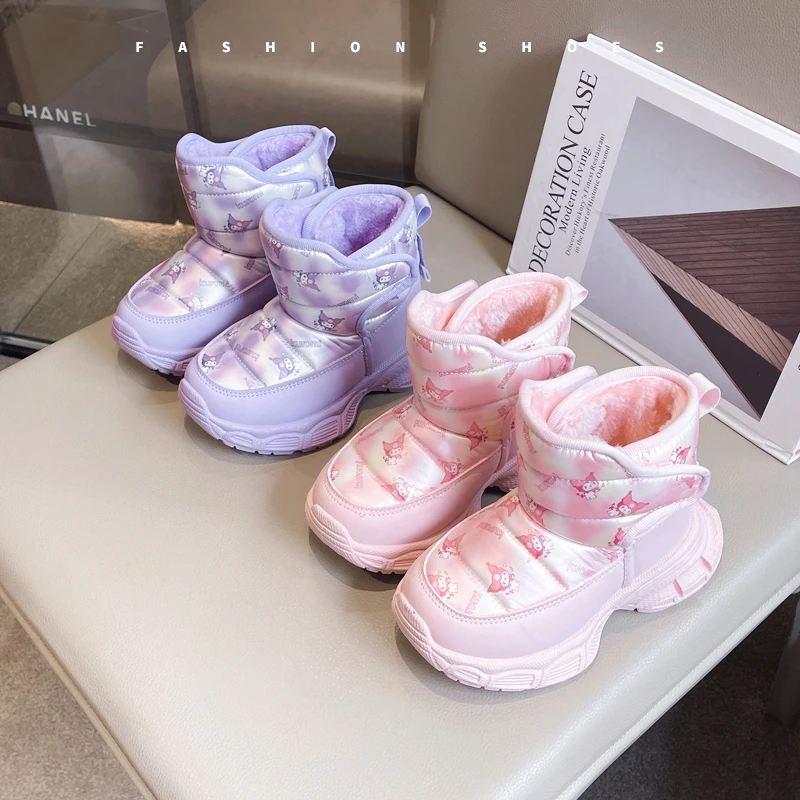 2024冬季新款儿童厚实雪地靴韩版女童洋气棉鞋加厚保暖防滑运动鞋