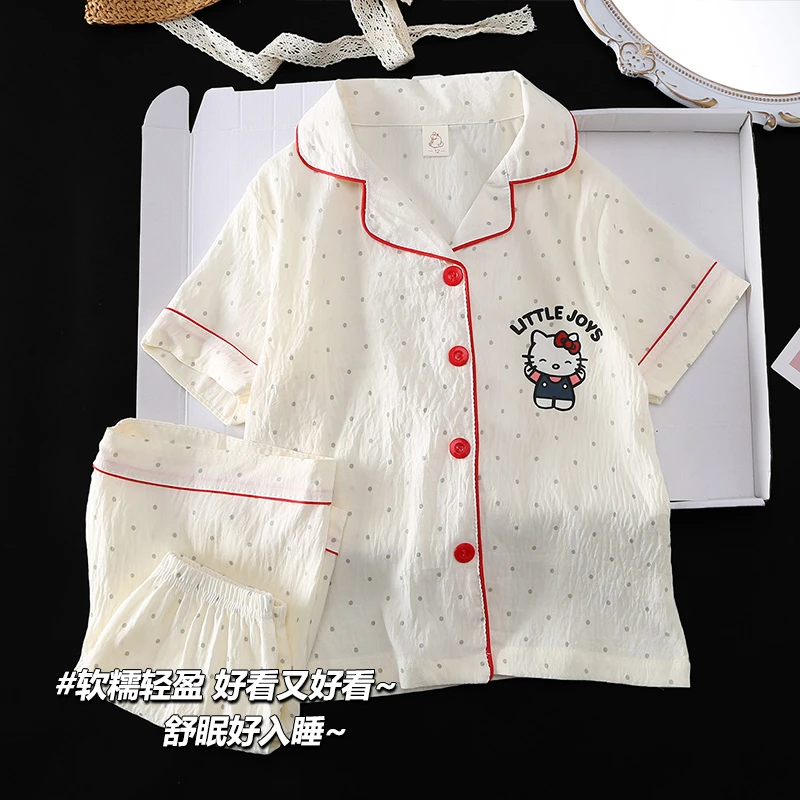 女童睡衣夏季薄款短袖短裤空调服套装卡通小女孩中大童家居服夏天