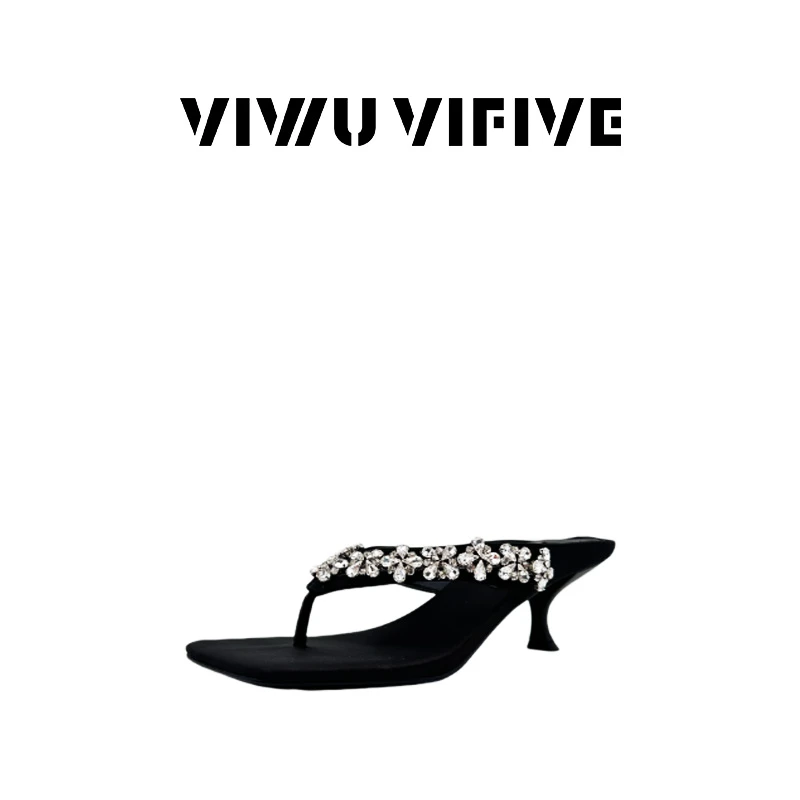 V5「夏汐·高跟」2025新款爆款水钻明星同款百搭人字夹趾外穿拖鞋女
