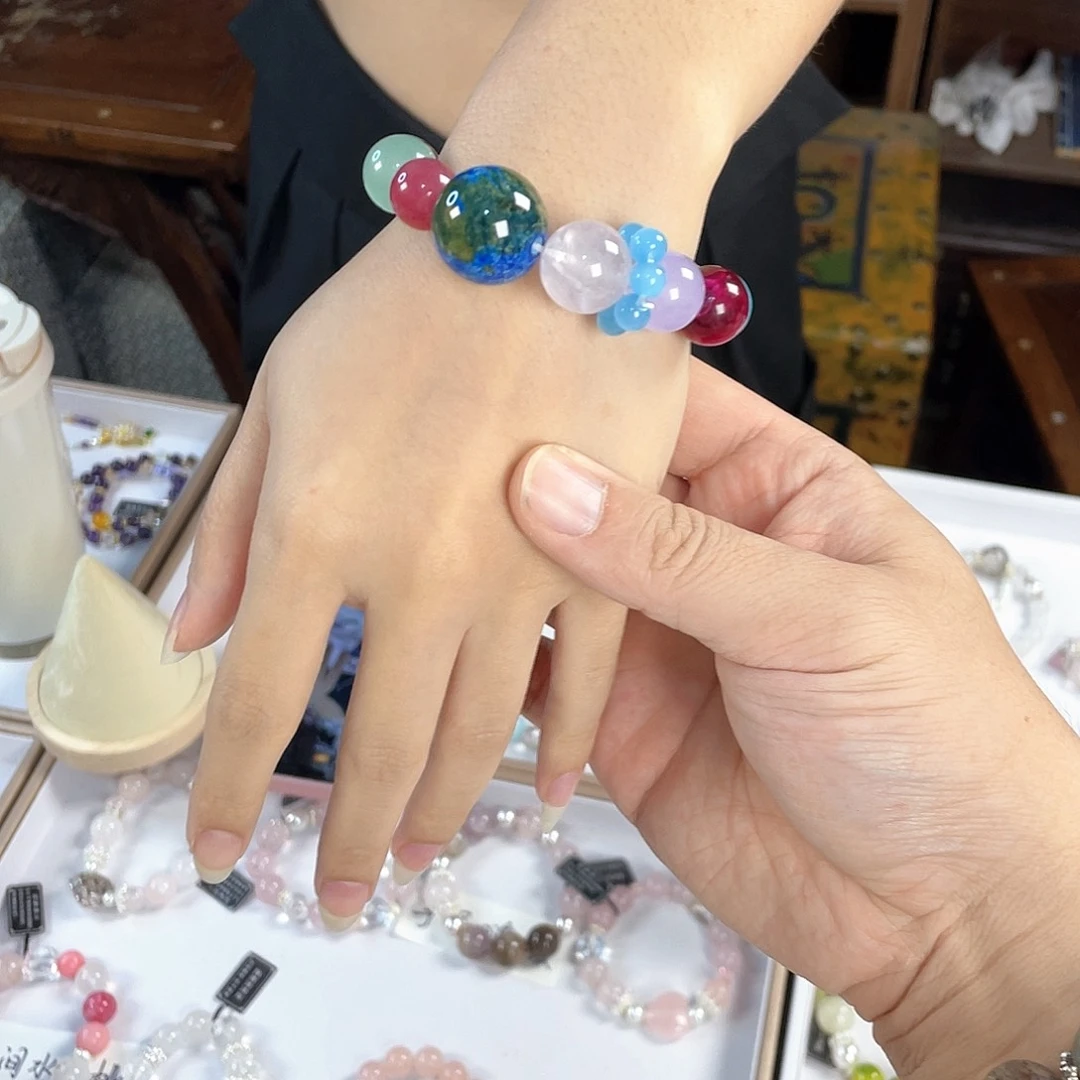 水晶手链银S925镀金镶嵌