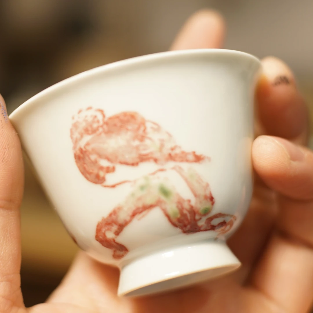 釉里红全手工小杯 作者尺闲