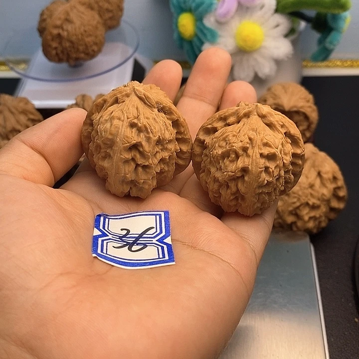 赚***赵文玩核桃把件40三角白