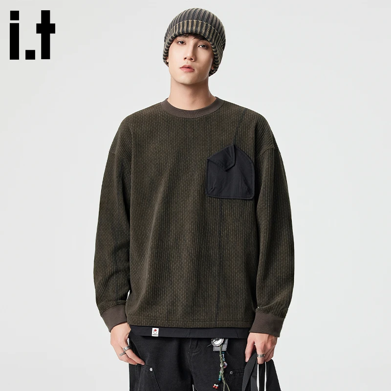 i.t:CHOCOOLATE复古宽松卫衣男士秋冬潮流百搭设计感休闲长袖上衣