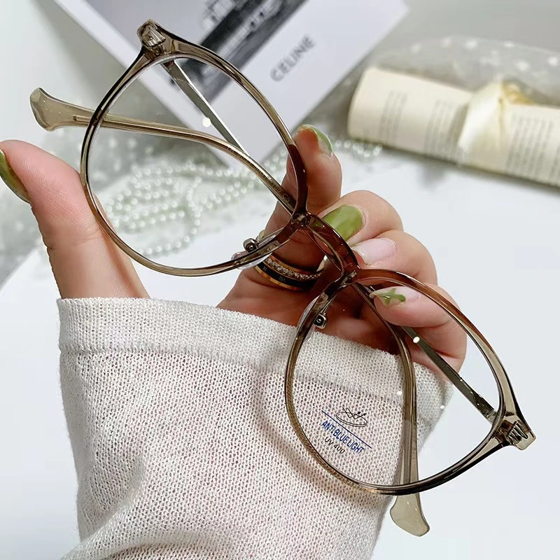 新款网红冷茶色超轻大框近视女有度数学生显脸小显瘦防蓝光素颜镜