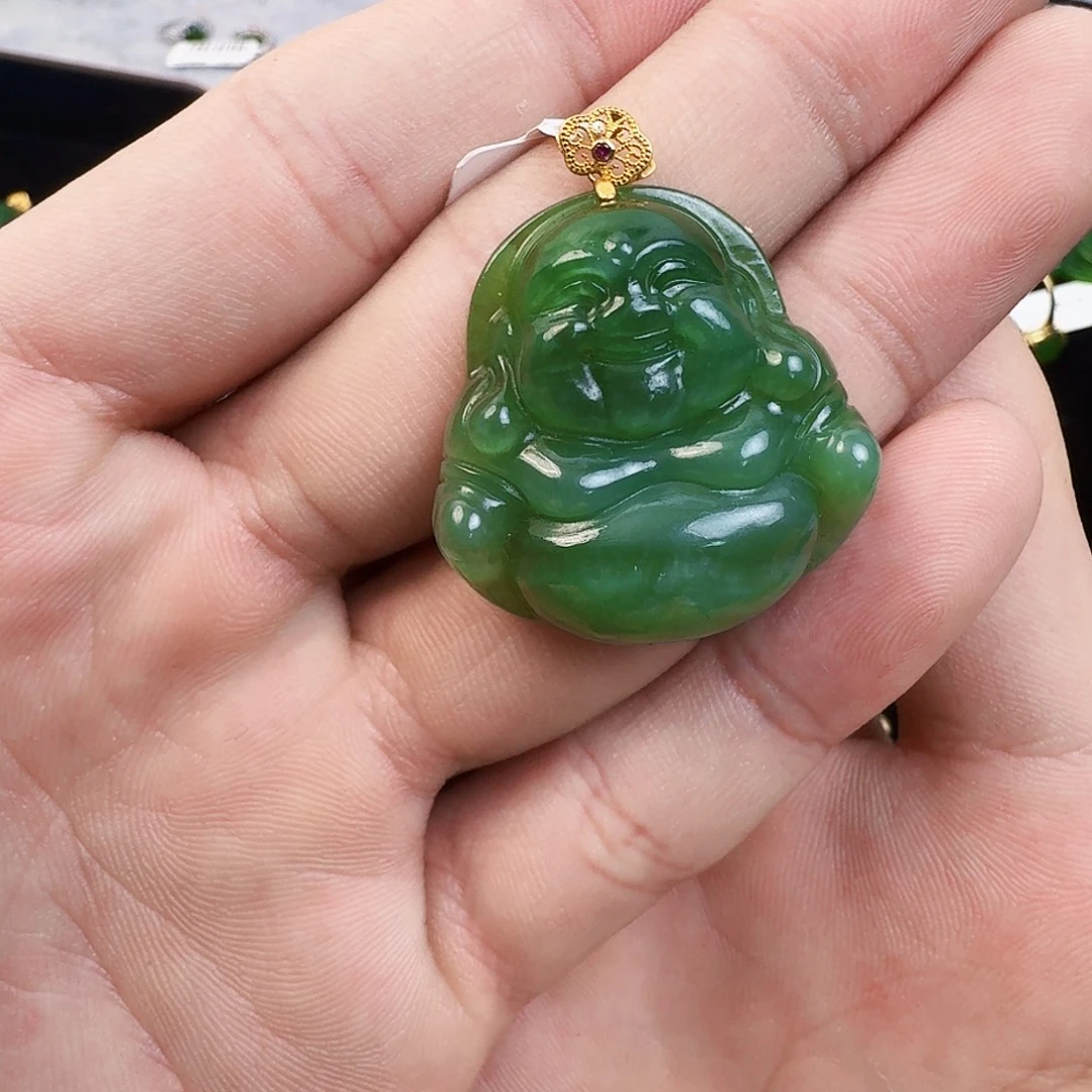 和田玉18K金镶嵌颈饰