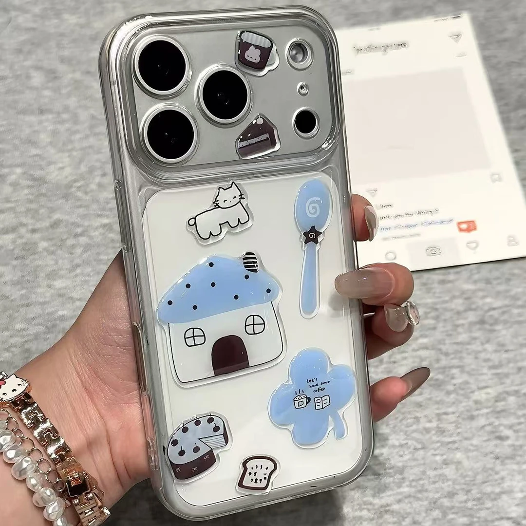 ins风可爱软萌猫咪贴纸适用苹果17/16手机壳华为vivoppo小米15软