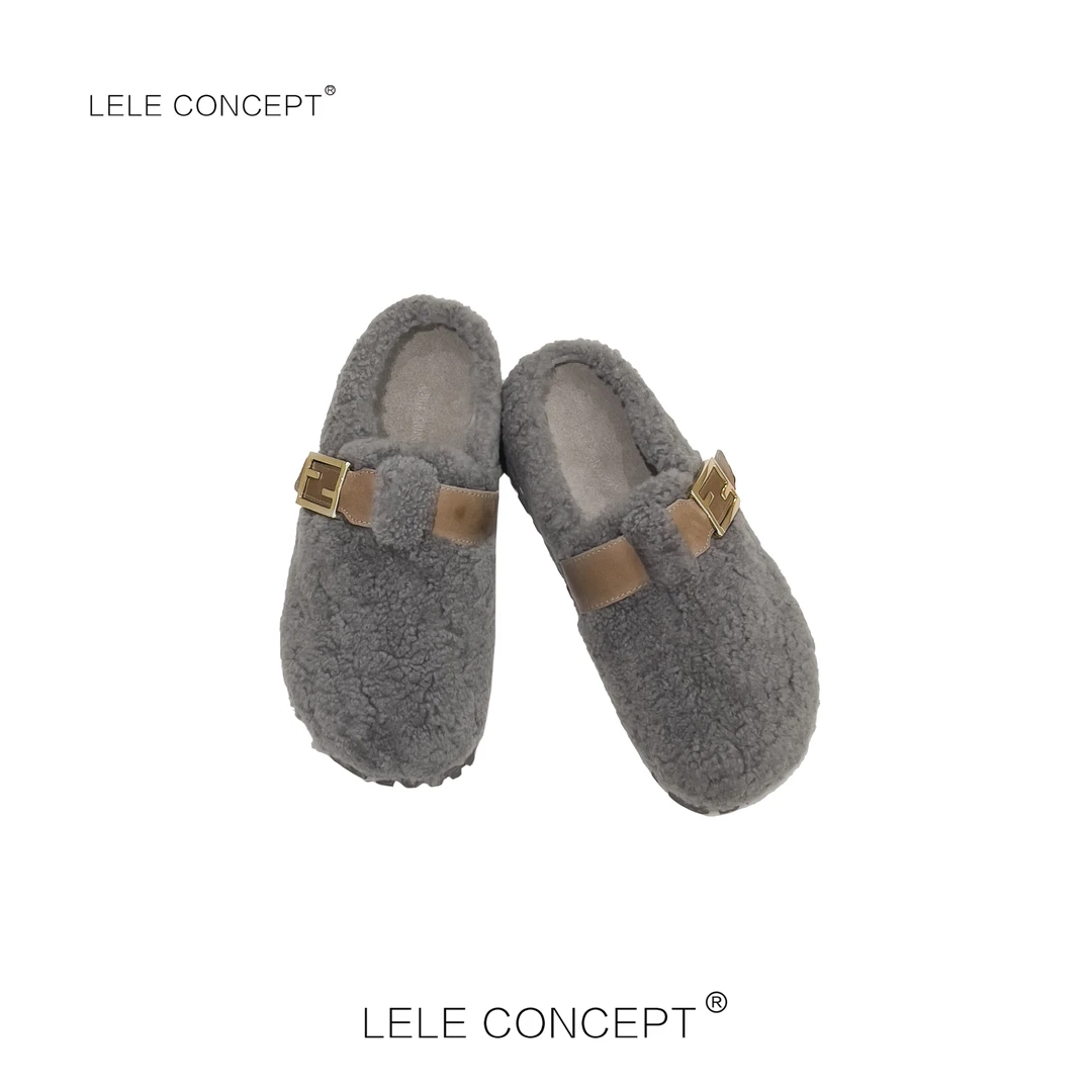LELE CONCEPT | 休闲百搭鞋面皮带毛毛拖UX25C0020W