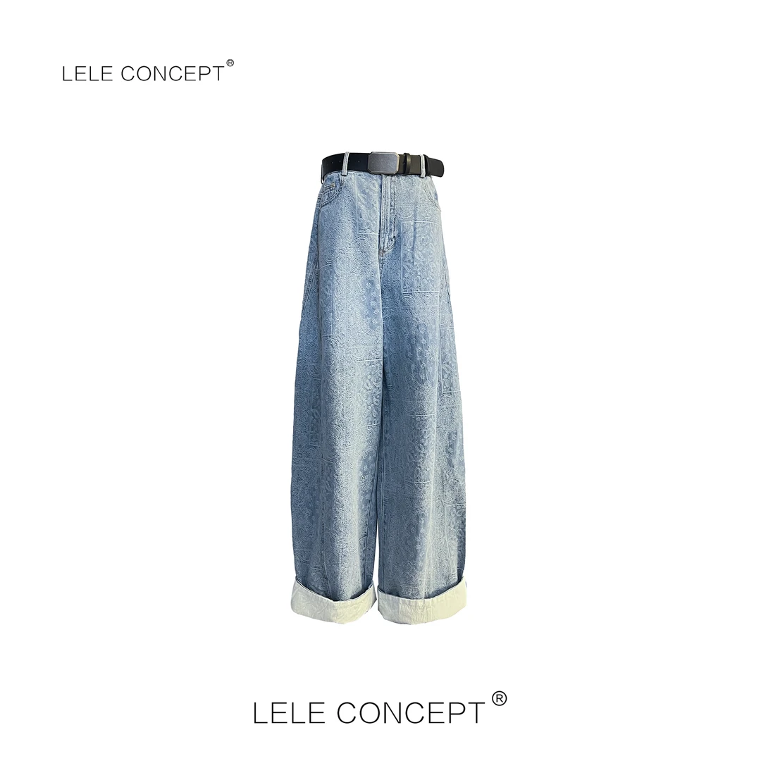 LELE CONCEPT | 休闲时尚翻边花纹牛仔裤FN25C0042W