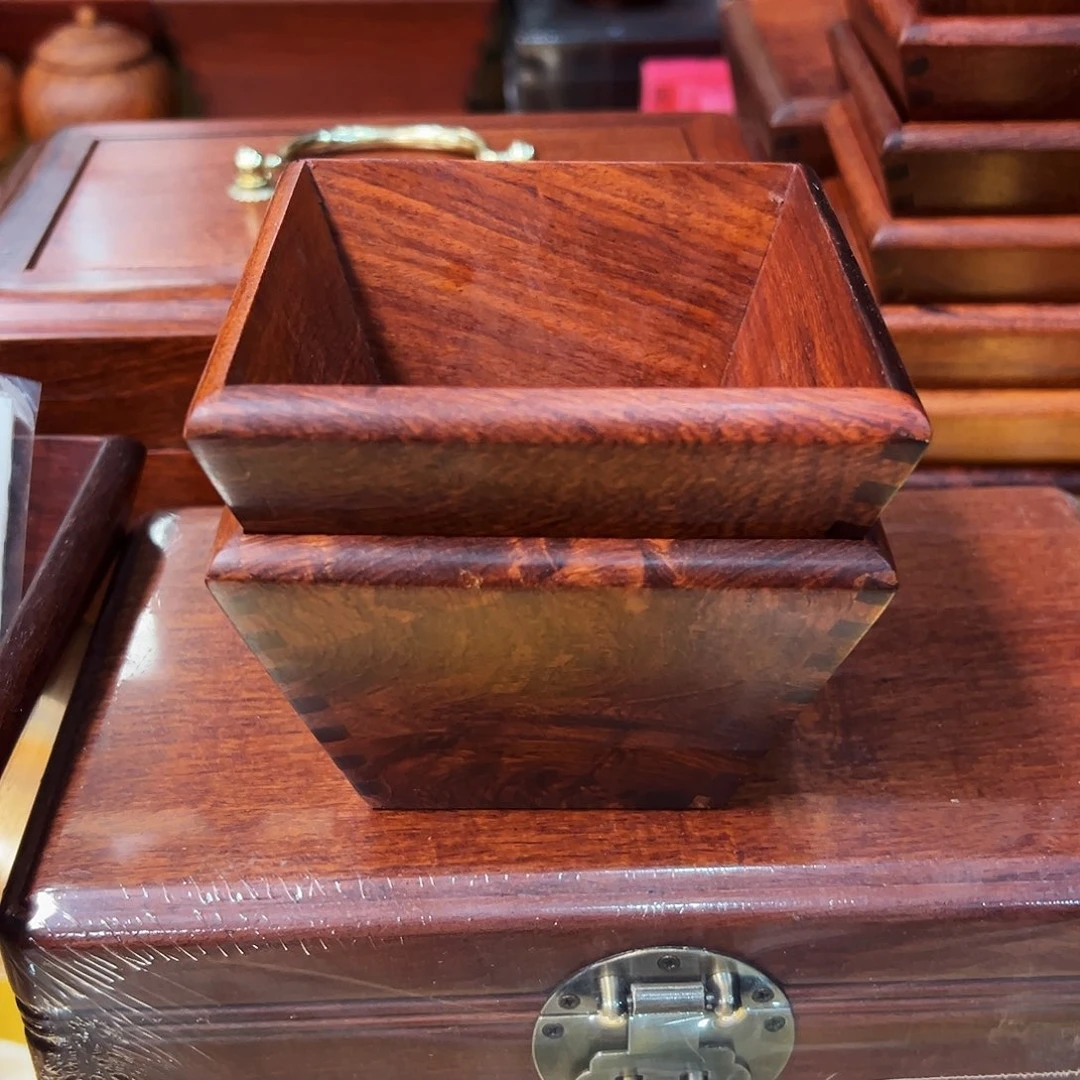 冷***风缅甸花梨木2个米斗