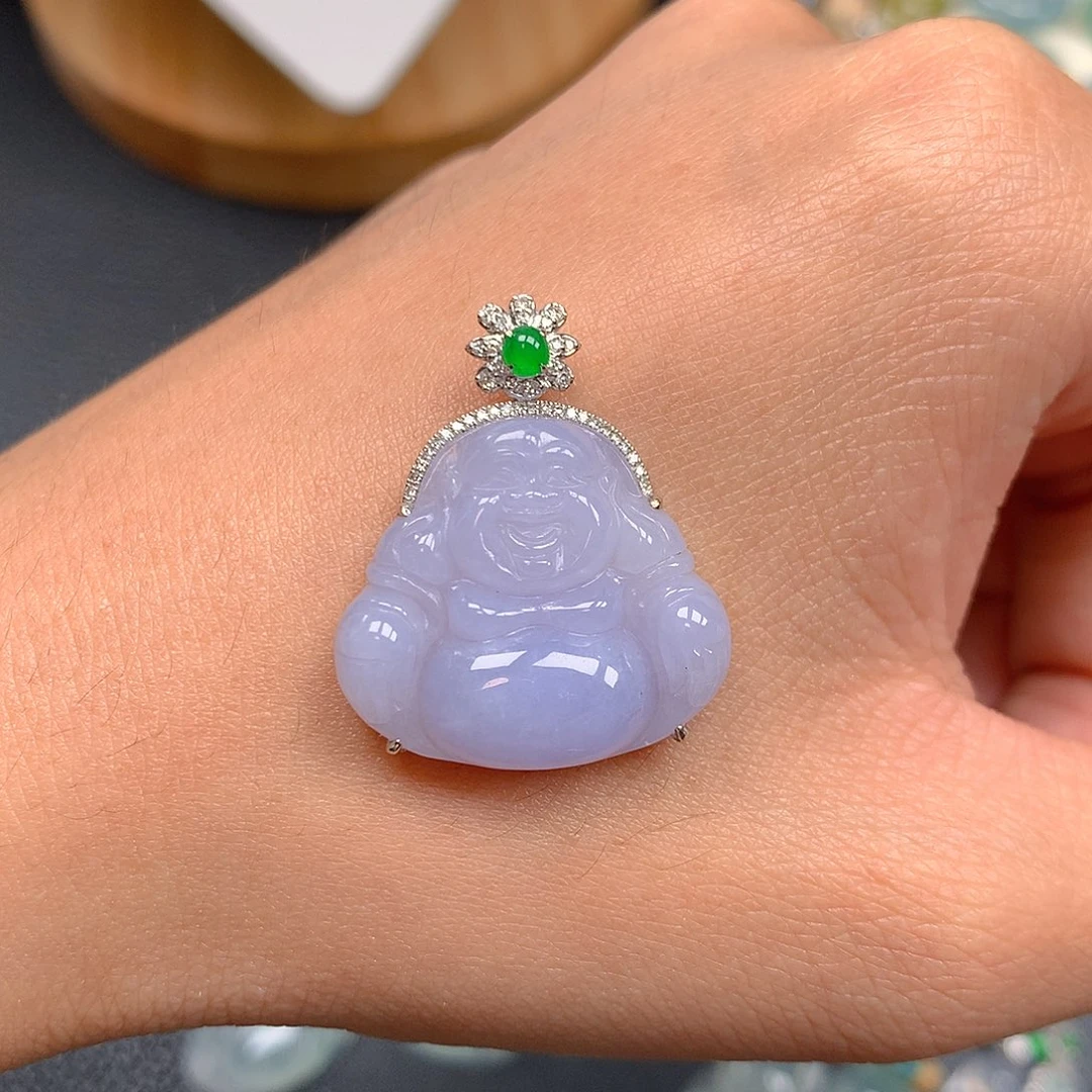 吊坠(不含链)18K金镶嵌翡翠