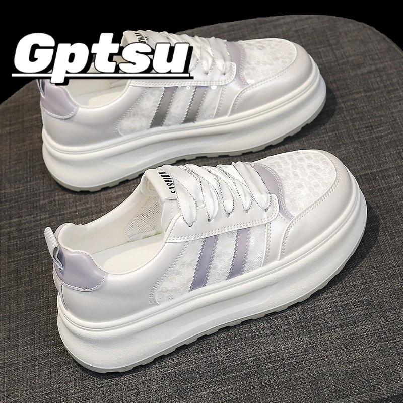GPTSu配裙子网鞋女透气网面新款夏季薄款小白鞋厚底小个子板鞋女