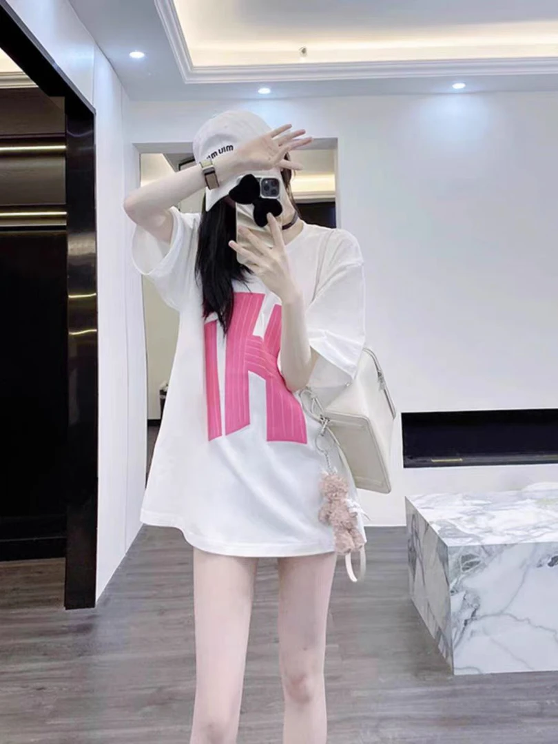 2号{201-250}夏季新款女款纯棉时尚休闲宽松百搭中长款T恤韩版