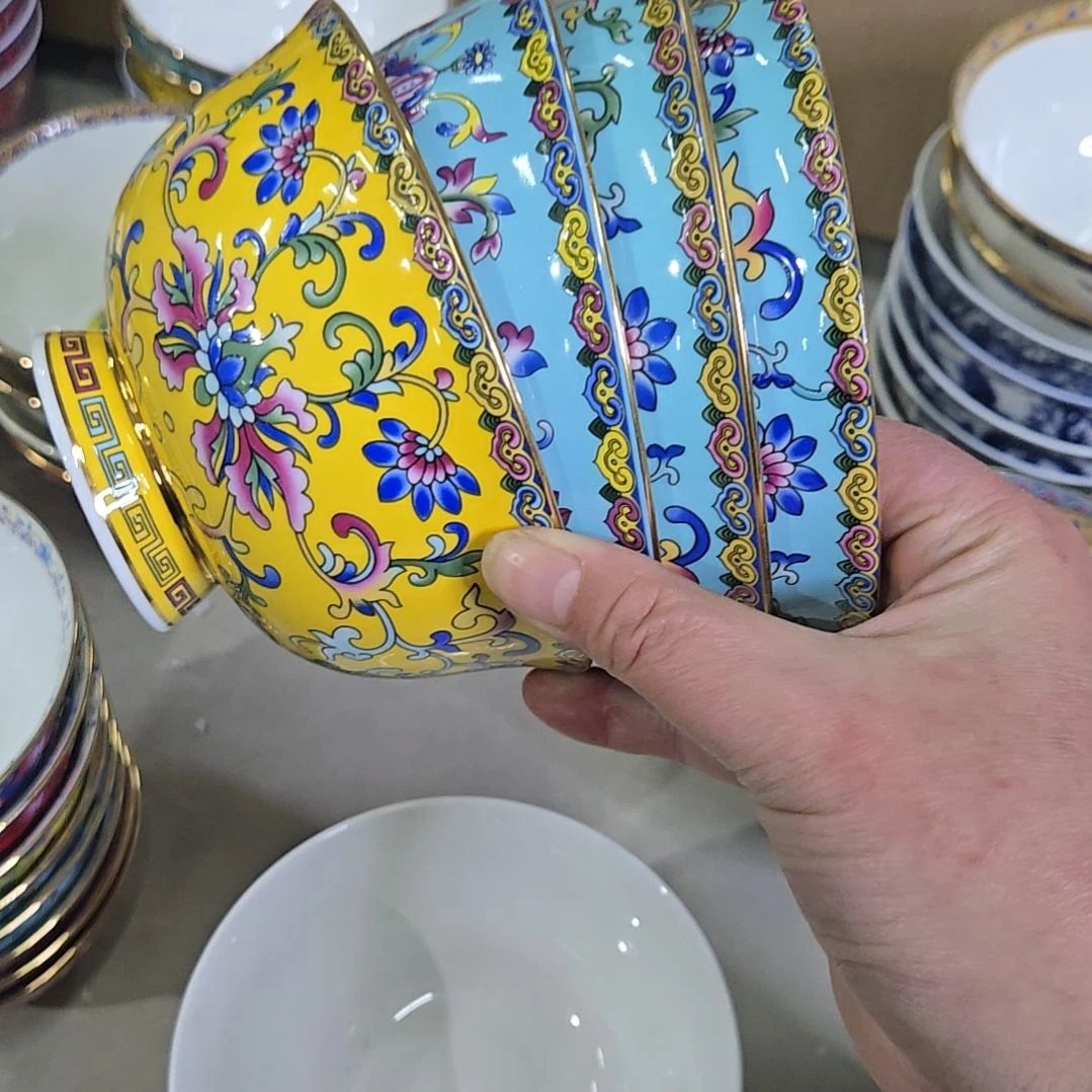 碗微瑕珐琅彩5寸4个面碗66666