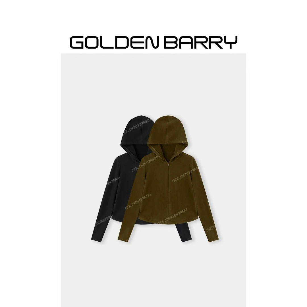 GOLDENBARRY|203027“梦行衫”绒感连帽修身上衣外套