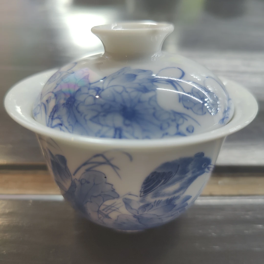 古陶瓷青花老鹰两才盖碗/3-1