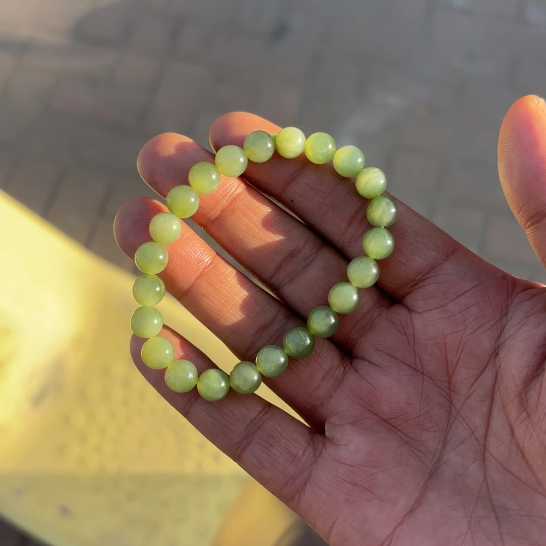 和田玉（碧玉）猫眼手串卡8未镶嵌尘**定定制不退换
