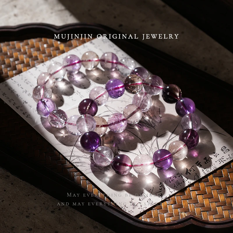 【木槿槿】天然超七水晶手串女款气质时尚饰品单圈手链多样性发一