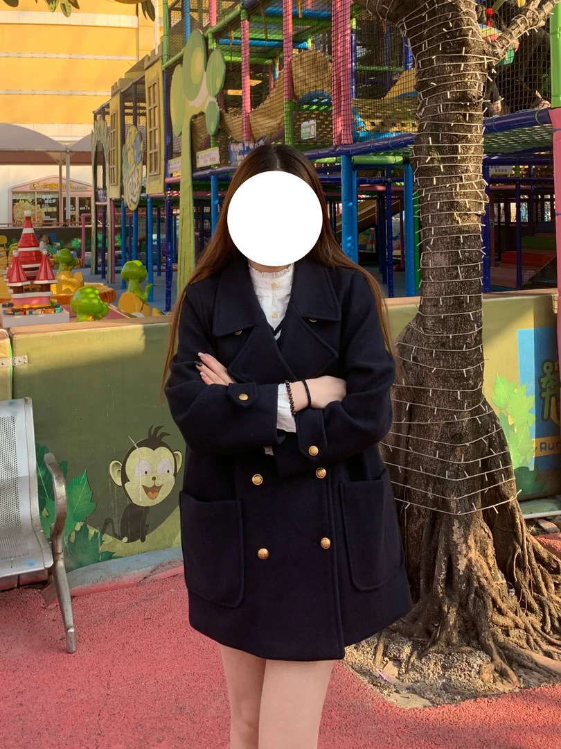 【不送小熊胸针】Linora小个子中长款呢子大衣秋冬女双排扣外套