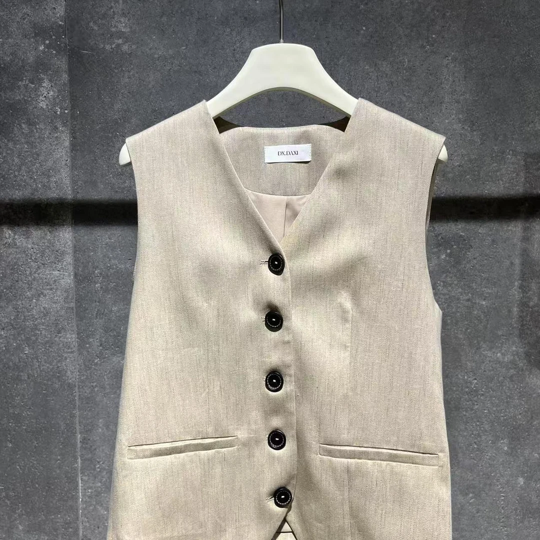 【Ann.G】N10101春夏老钱风西装马甲背心女时髦洋气马夹外套