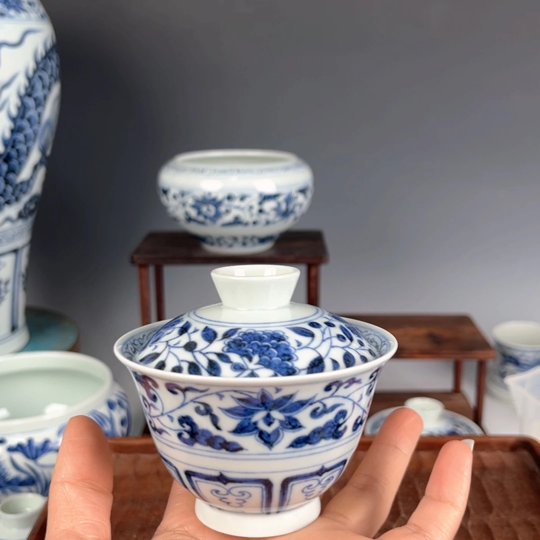 虎***、青花两才特价盖碗