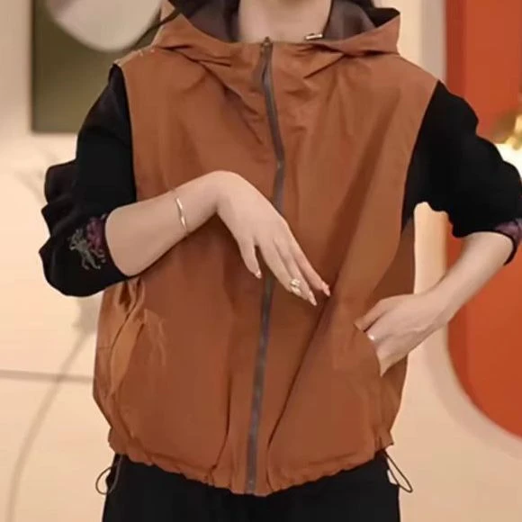 双面穿拉链春季连帽纯色工字型百搭马夹时尚夏季韩版上衣秋冬宽松