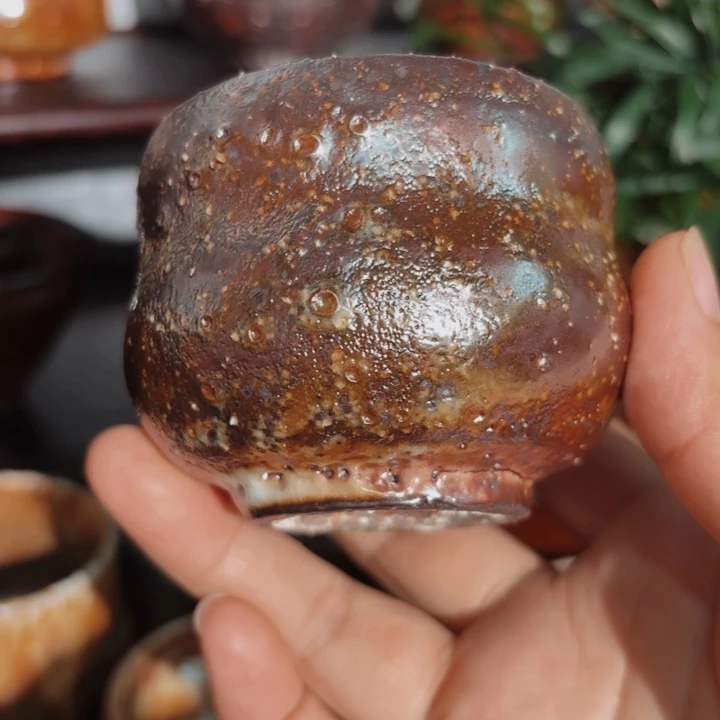 杯子微瑕虫洞志野柴烧葫芦杯328
