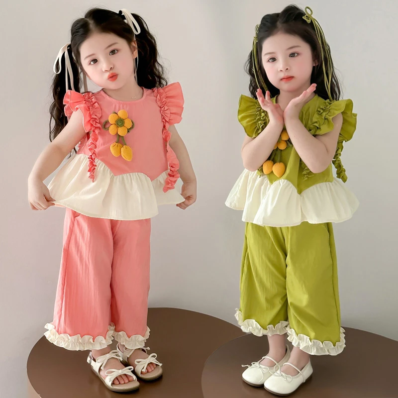 女童无袖夏季套装韩版2025新款时尚可爱儿童森系洋气小女孩两件套