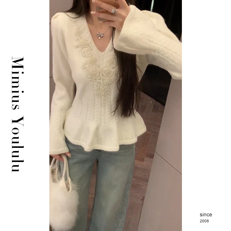 【mimius】&七七 重工钉珠收腰显瘦针织衫 汉服(）WF12085