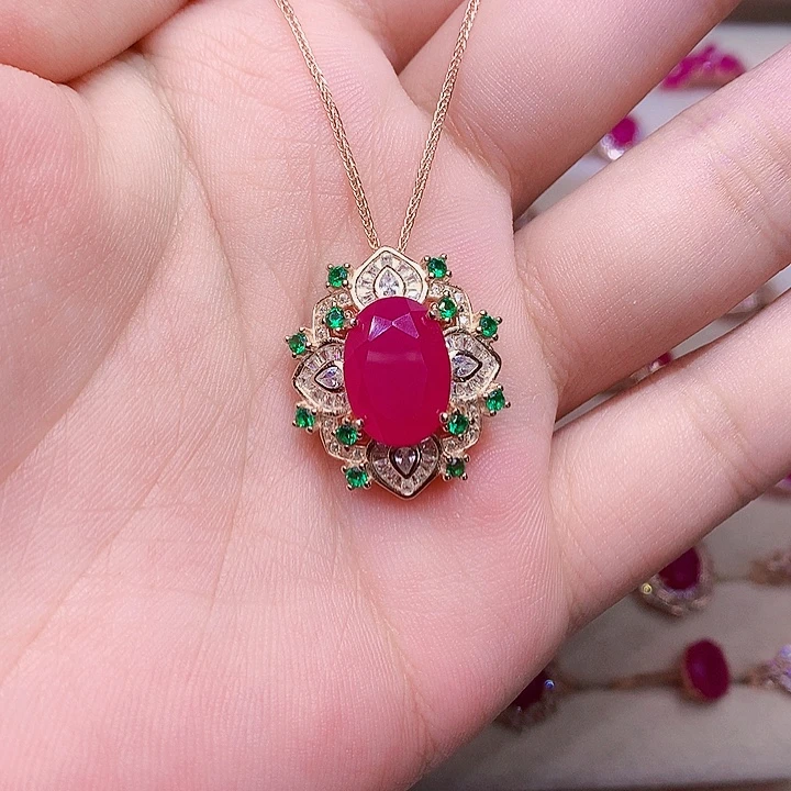 用***1颈饰红宝石银S925镶嵌