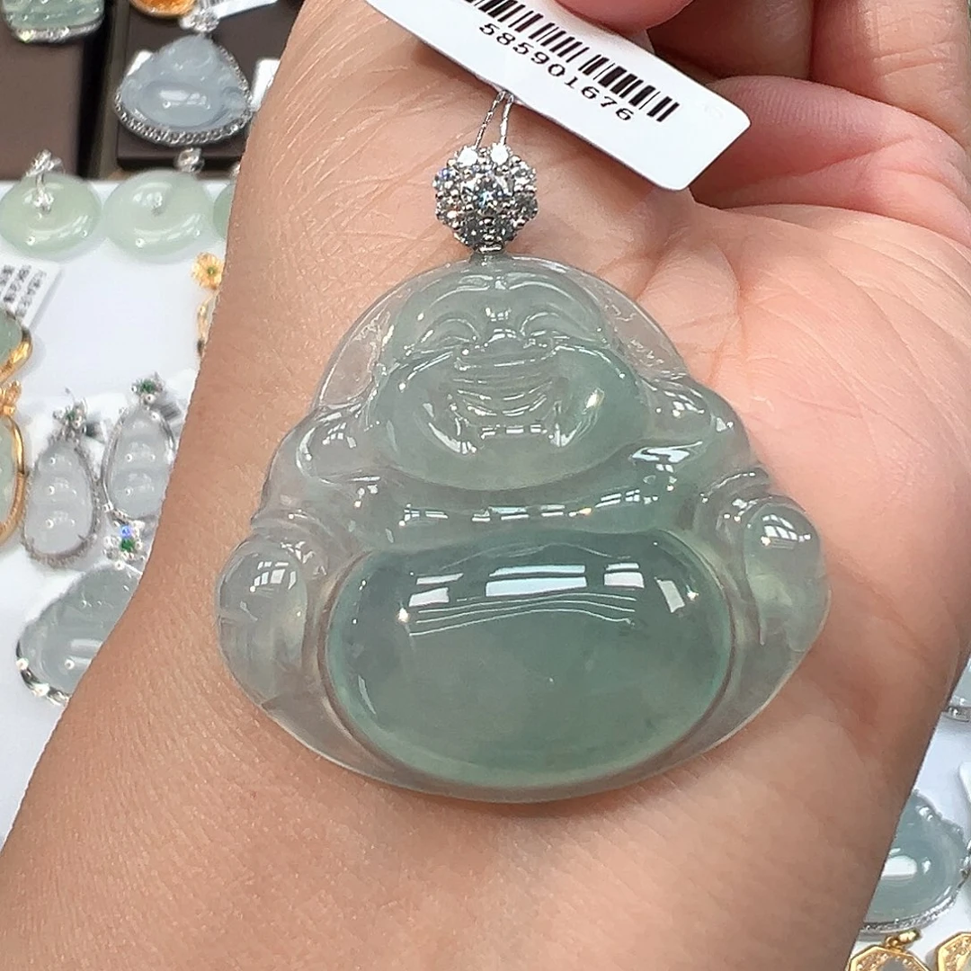 翡翠18K金镶嵌吊坠(不含链)1676