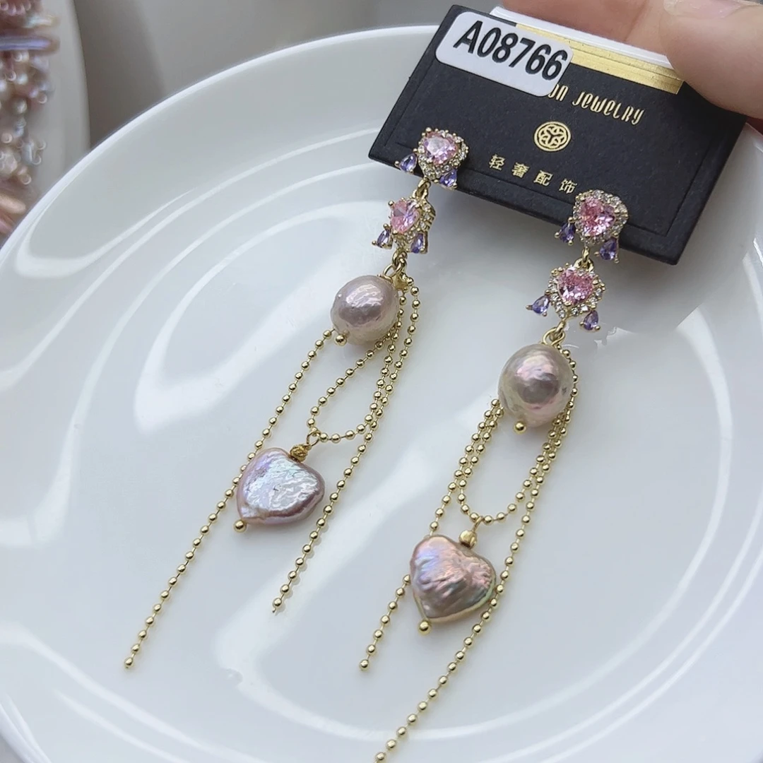 银S925镶嵌耳饰淡水珍珠