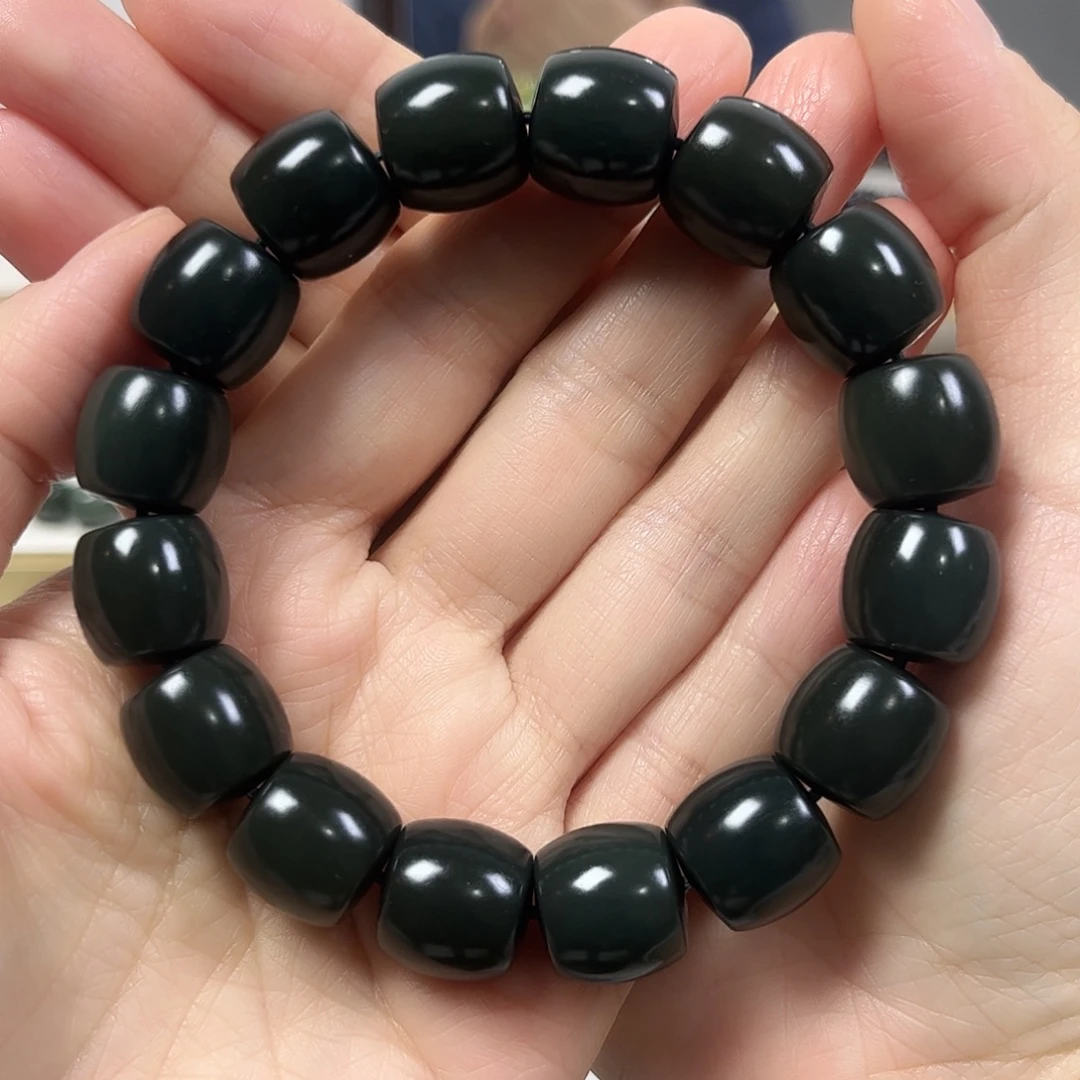 和田玉未镶嵌手串卡14直切珠宝级货头