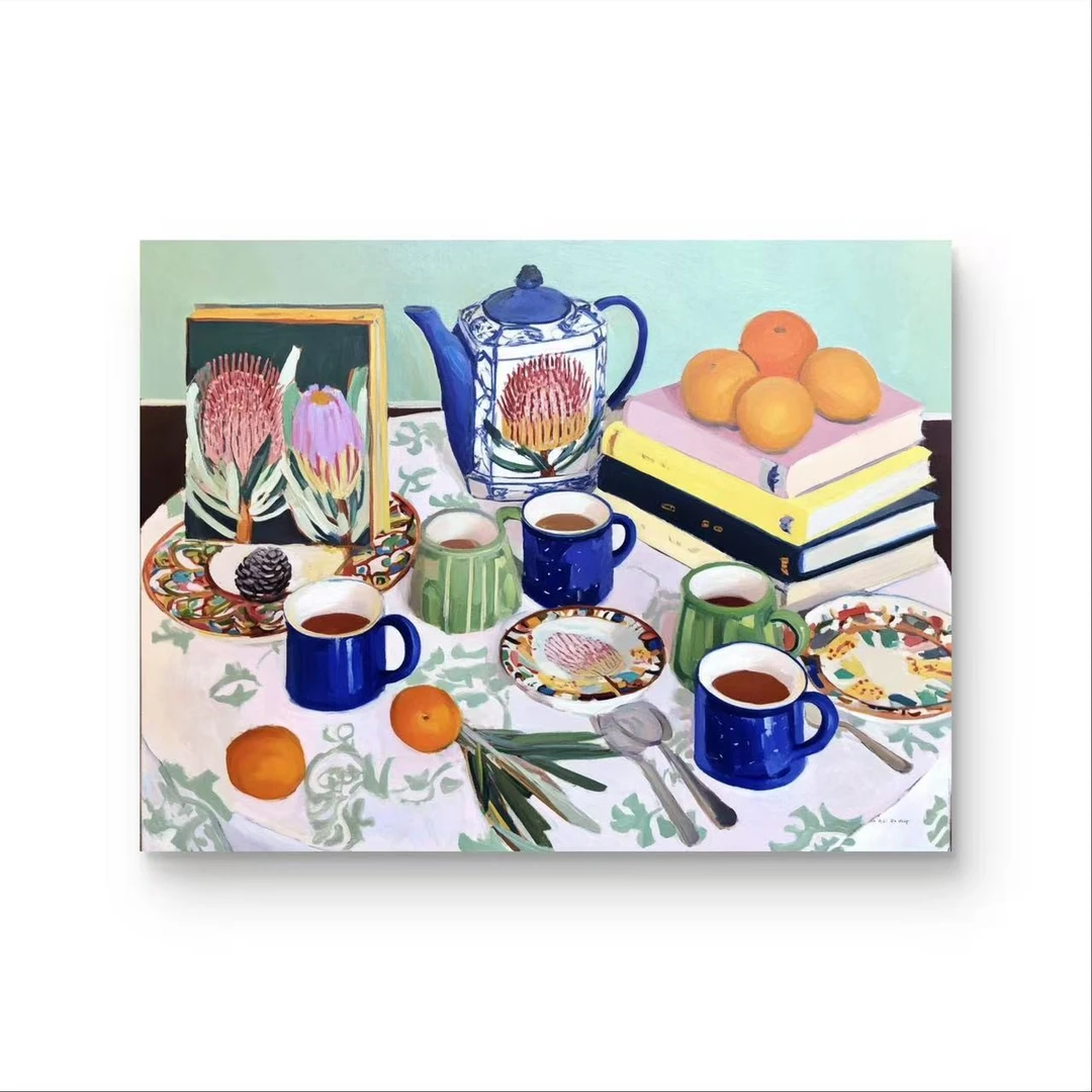 《瓷茶影》原创手绘画/60x80cm/中古风系列ZGF-393
