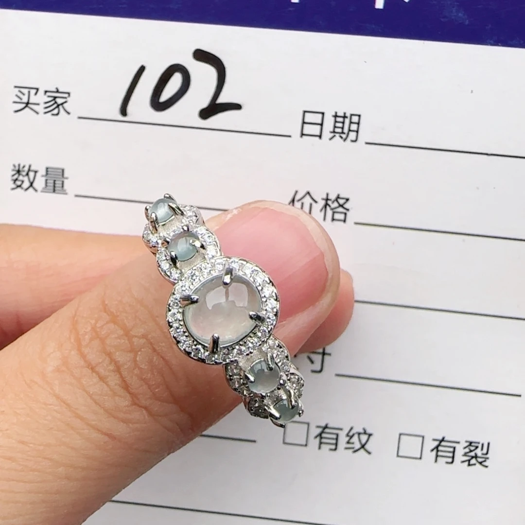 翡翠戒指银S925镶嵌戒指