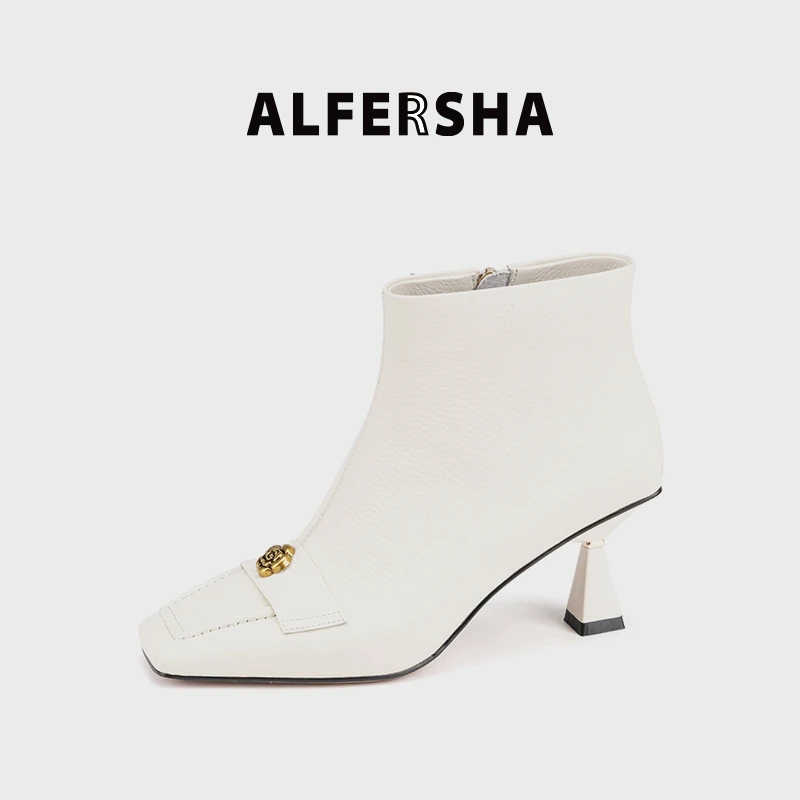 2025春款四季单鞋阿芙莎9236161秋冬新款山酒杯跟短靴D