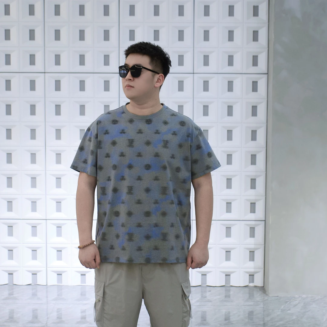 大码男装 夏季新款 晕染字母短袖72559