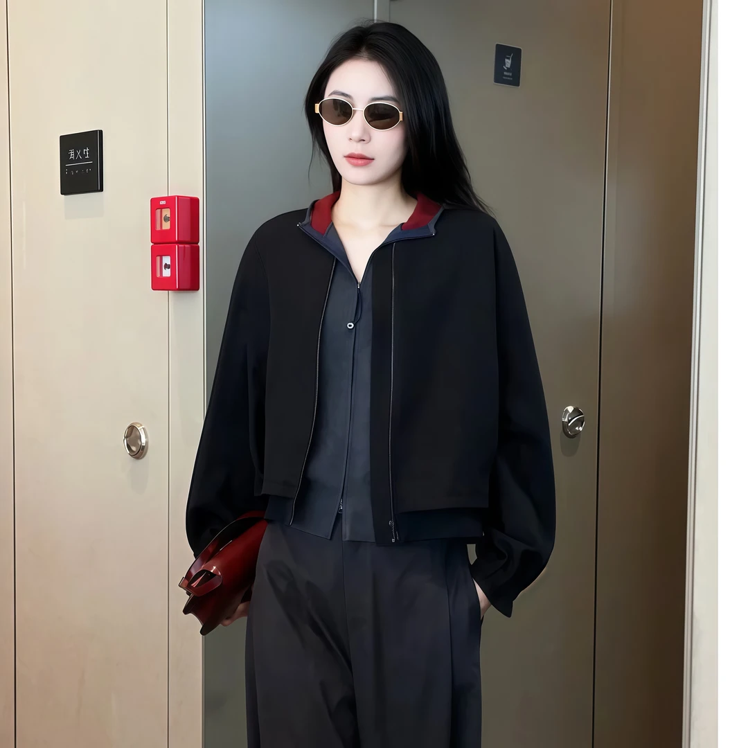 【撞色帽衫】Mayya Plus麦芽定制气质显瘦流光风针织开衫32537229