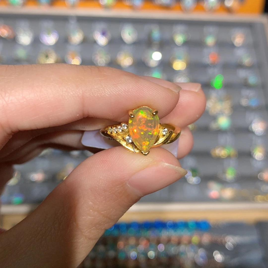 银S925镶嵌欧泊欧泊戒指y