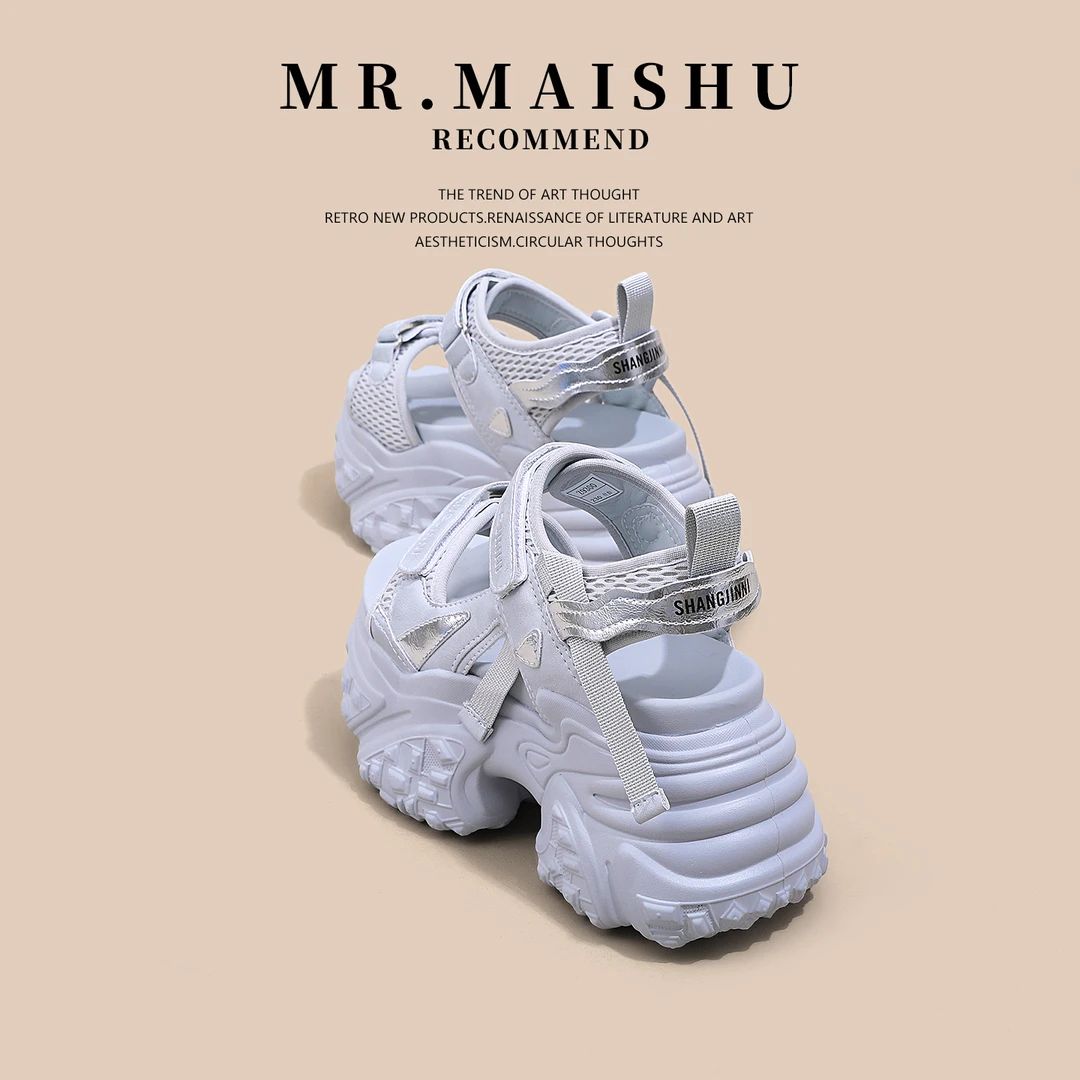 爆款厚底小个子增高运动凉鞋女夏外穿时尚夏季百搭露趾性感凉拖鞋