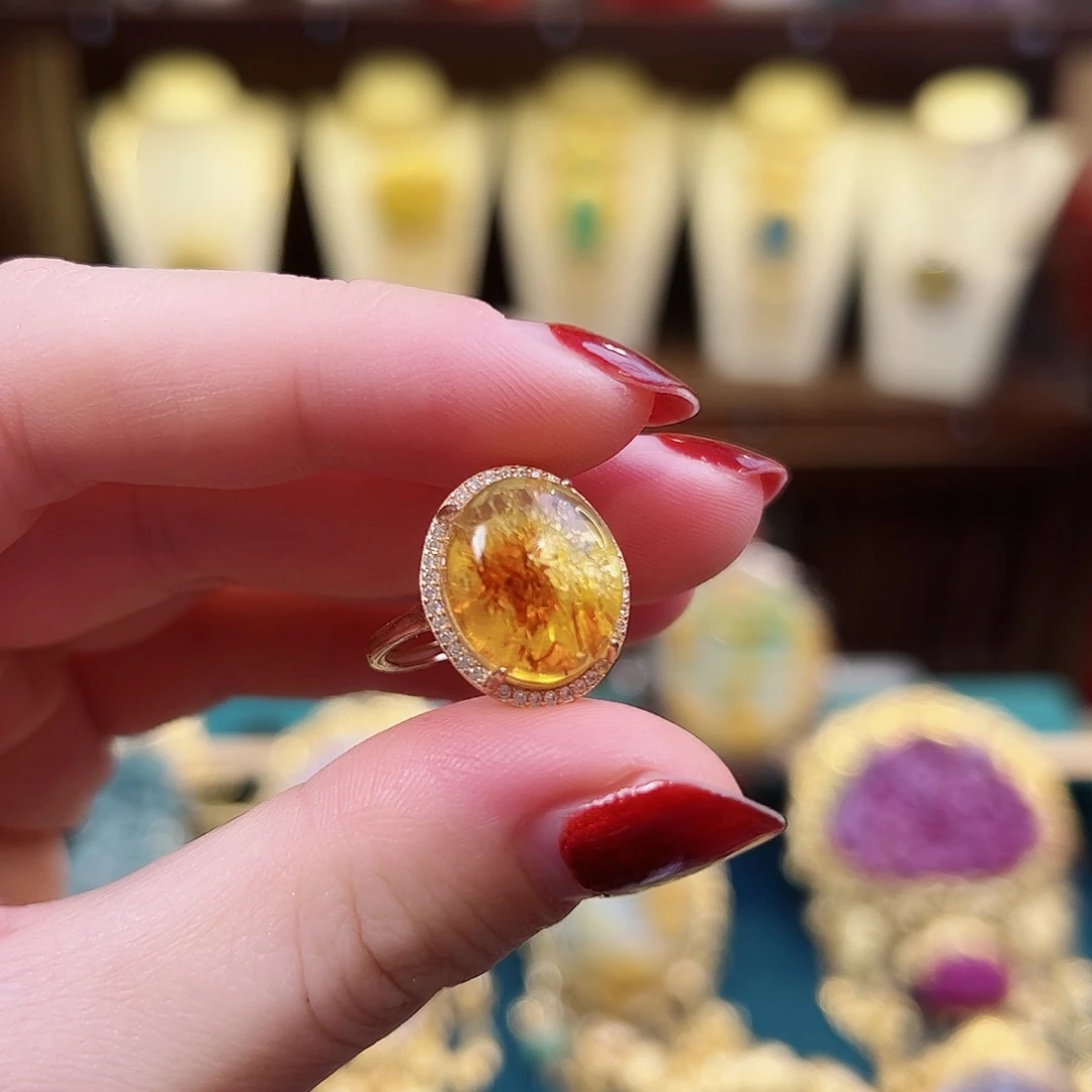 琥珀耳饰未镶嵌耳环