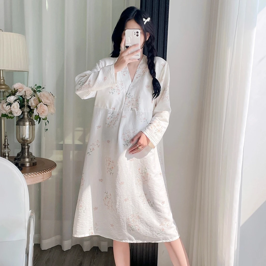 【纯棉带胸垫】待产裙超薄夏款云朵棉长款月子服孕妇哺乳宽松产后