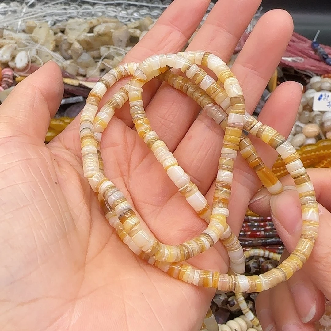 玛瑙/玉髓合金珠宝半成品金蝶贝5mm一条加长