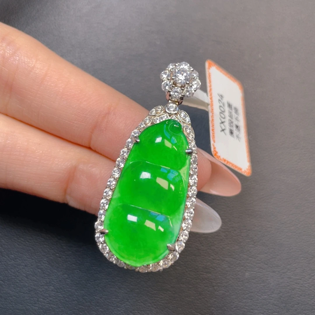 翡翠银S925镶嵌吊坠(不含链)