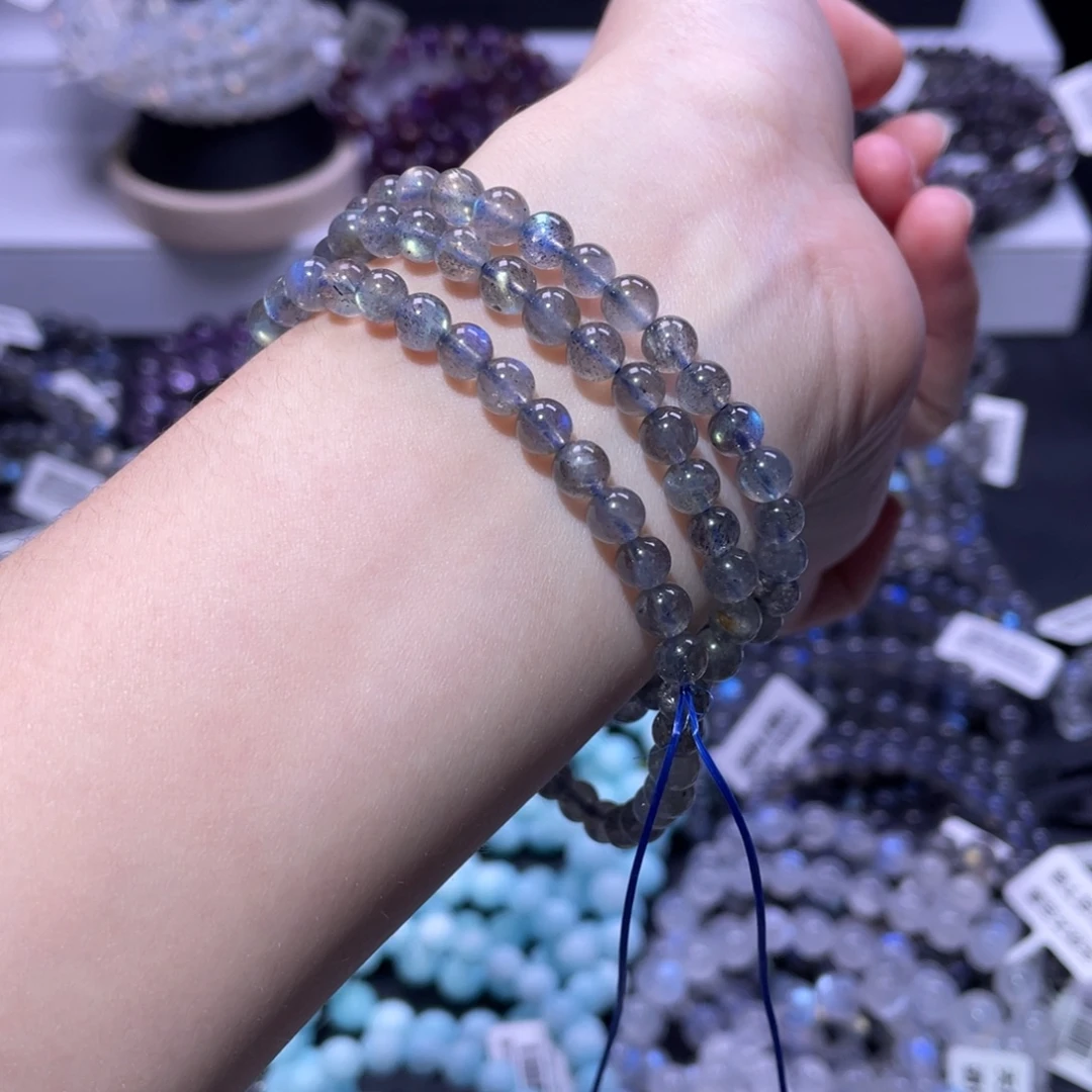 手链长石未镶嵌多圈彩光灰月光5.5m