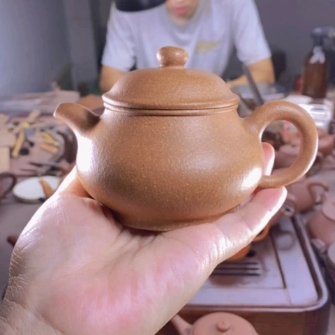 茶壶紫砂做**孟黄降坡潘壶200c c