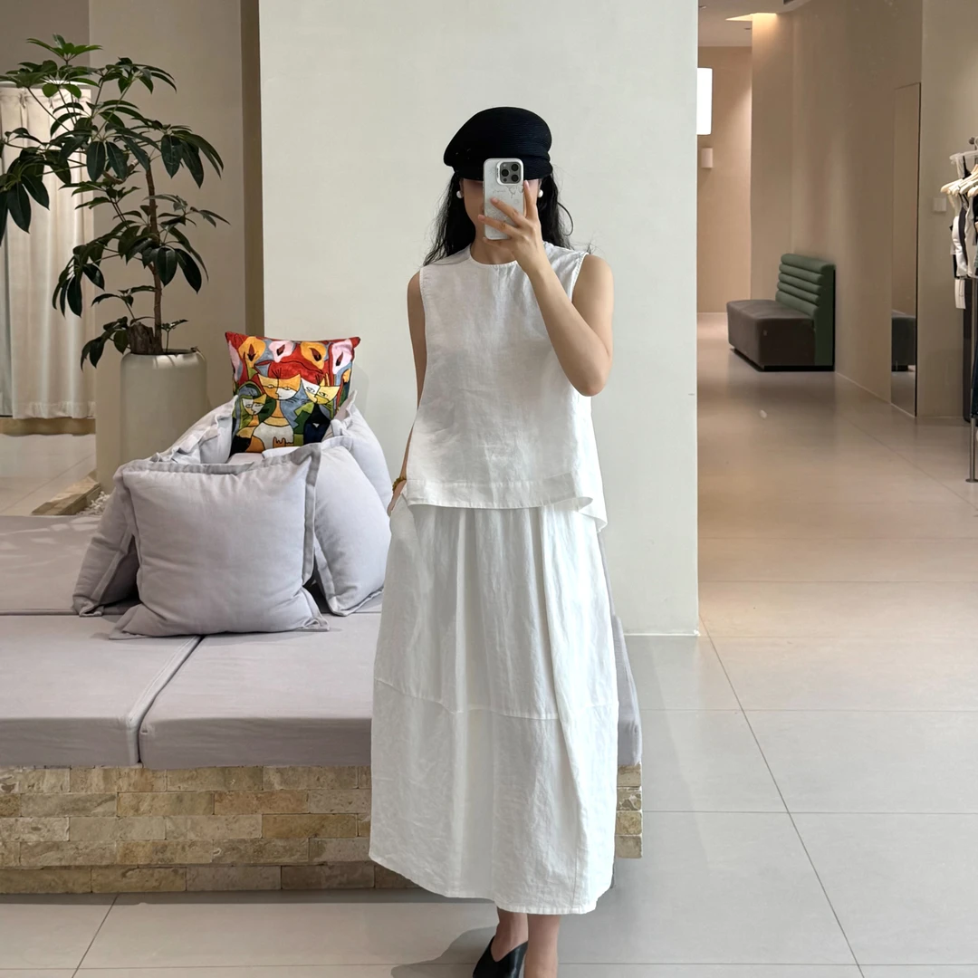 【100汉麻24支酵素洗】娃娃A字背心+花苞裙套装