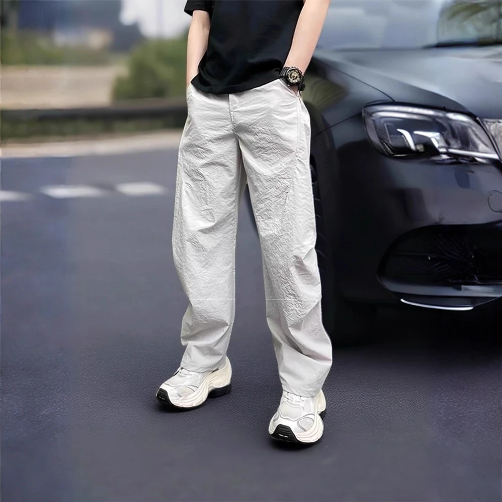 仓石一树灰色冰丝速干裤子男款夏季薄款休闲运动哈伦裤男士直筒裤