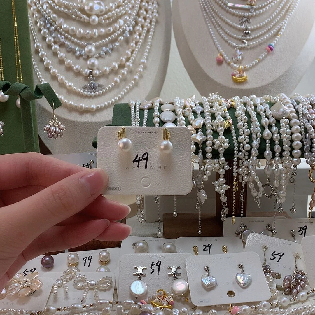 银S925镶嵌淡水珍珠耳饰